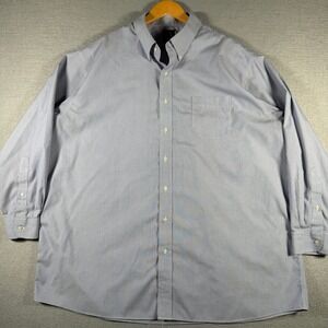 Jos A Bank Traveler Mens 18.5-35 Blue White Striped Traditional Fit Cotton Shirt